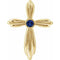 14K Yellow Natural Blue Sapphire Cross Pendant