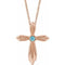 14K Rose Natural Blue Zircon Cross 16-18