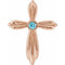 14K Rose Natural Blue Zircon Cross Pendant