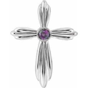 Platinum Lab-Grown Alexandrite Cross Pendant