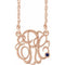 14K Rose 25 mm 3-Initials Imitation Blue Sapphire Script Monogram 18