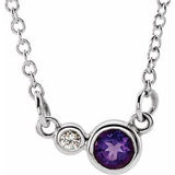 Sterling Silver Natural Amethyst & .02 CTW Natural Diamond 16" Necklace