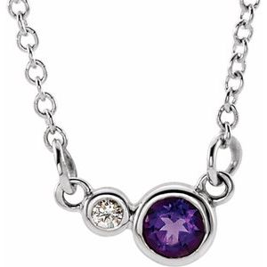 Platinum Natural Amethyst & .02 CTW Natural Diamond 16" Necklace