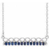 Sterling Silver Natural Blue Sapphire Infinity-Inspired Bar 16" Necklace