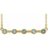 14K Yellow Natural Aquamarine Bezel-Set Bar 18" Necklace