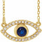 14K Yellow Natural Blue Sapphire & Natural White Sapphire Evil Eye 18