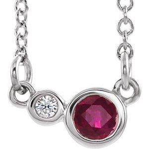 Platinum Natural Ruby & .02 CTW Natural Diamond 16" Necklace