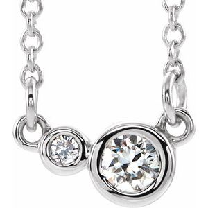 14K White 1/8 CTW Natural Diamond 16" Necklace