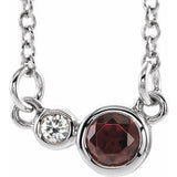 14K White Natural Mozambique Garnet & .02 CTW Natural Diamond 16" Necklace