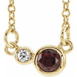14K Yellow Natural Mozambique Garnet & .02 CTW Natural Diamond 16" Necklace