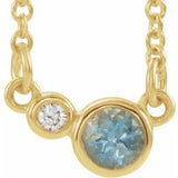 14K Yellow Natural Aquamarine & .02 CTW Natural Diamond 16" Necklace