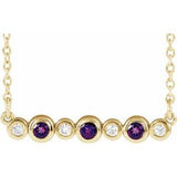 14K Yellow Natural Amethyst & .08 CTW Natural Diamond Bezel-Set 16-18" Necklace