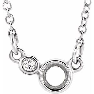 14K White 3 mm Round .02 CTW Natural Diamond Semi-Set 18" Necklace