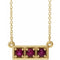 14K Yellow Lab-Grown Ruby Three-Stone Bar 16-18