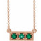 14K Rose Natural Emerald Three-Stone Bar 16-18