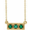 14K Yellow Lab-Grown Emerald Three-Stone Bar 16-18