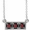 Sterling Silver Natural Mozambique Garnet Three-Stone Bar 16-18