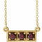 14K Yellow Natural Mozambique Garnet Three-Stone Bar 16-18