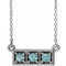 Sterling Silver Natural Blue Zircon Three-Stone Bar 16-18