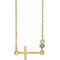 14K Yellow Natural Aquamarine Sideways Cross 16-18
