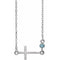14K White Natural Aquamarine Sideways Cross 16-18