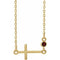 14K Yellow Natural Mozambique Garnet Sideways Cross 16-18