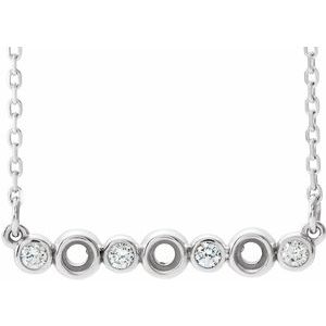 Platinum .08 CTW Natural Diamond Semi-Set Bezel-Set Bar 16-18" Necklace