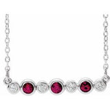14K White Natural Ruby & .08 CTW Natural Diamond Bezel-Set 16-18" Necklace