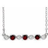 Platinum Natural Mozambique Garnet & .08 CTW Natural Diamond Bezel-Set 16-18" Necklace
