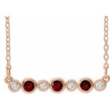 14K Rose Natural Mozambique Garnet & .08 CTW Natural Diamond Bezel-Set 16-18" Necklace