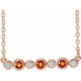 14K Rose Natural Citrine & .08 CTW Natural Diamond Bezel-Set 16-18" Necklace
