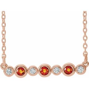 14K Rose Natural Citrine & .08 CTW Natural Diamond Bezel-Set 16-18" Necklace
