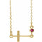 14K Yellow Lab-Grown Ruby Sideways Cross 16-18
