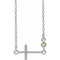14K White Natural Peridot Sideways Cross 16-18