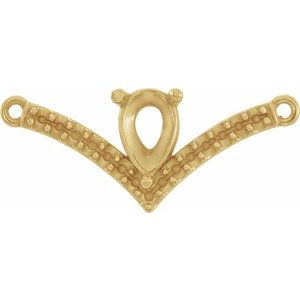 10K Yellow Accented "V" Necklace Center