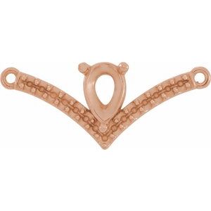 14K Rose Accented "V" Necklace Center