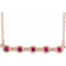 14K Rose Natural Ruby Bezel-Set Bar 16