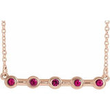 14K Rose Lab-Grown Ruby Bezel-Set Bar 18" Necklace