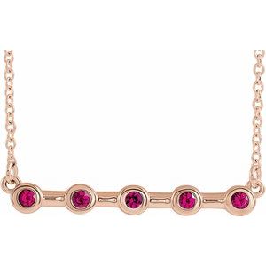 14K Rose Lab-Grown Ruby Bezel-Set Bar 18" Necklace