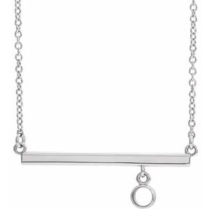 Platinum 3 mm Round Bezel-Set 16" Bar Necklace Mounting