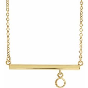 14K Yellow 3 mm Round Bezel-Set 16" Bar Necklace Mounting