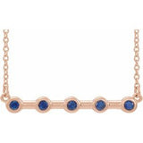 14K Rose Lab-Grown Blue Sapphire Bezel-Set Bar 18" Necklace