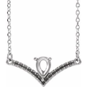 14K White Accented V 18" Necklace Mounting