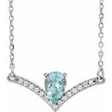 Platinum Natural Aquamarine & .06 CTW Natural Diamond 16" Necklace