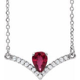 Platinum Natural Ruby & .06 CTW Natural Diamond 16" Necklace