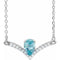 14K White Natural Blue Zircon & .06 CTW Natural Diamond 18