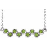 14K White Natural Peridot Bezel-Set Bar 16-18" Necklace