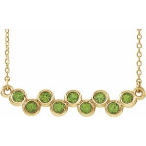 14K Yellow Natural Peridot Bezel-Set Bar 16-18" Necklace