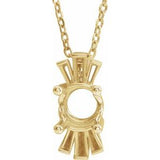 14K Yellow 6 mm Round Accented Necklace Mounting