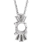 Sterling Silver 6 mm Round Accented Necklace Mounting